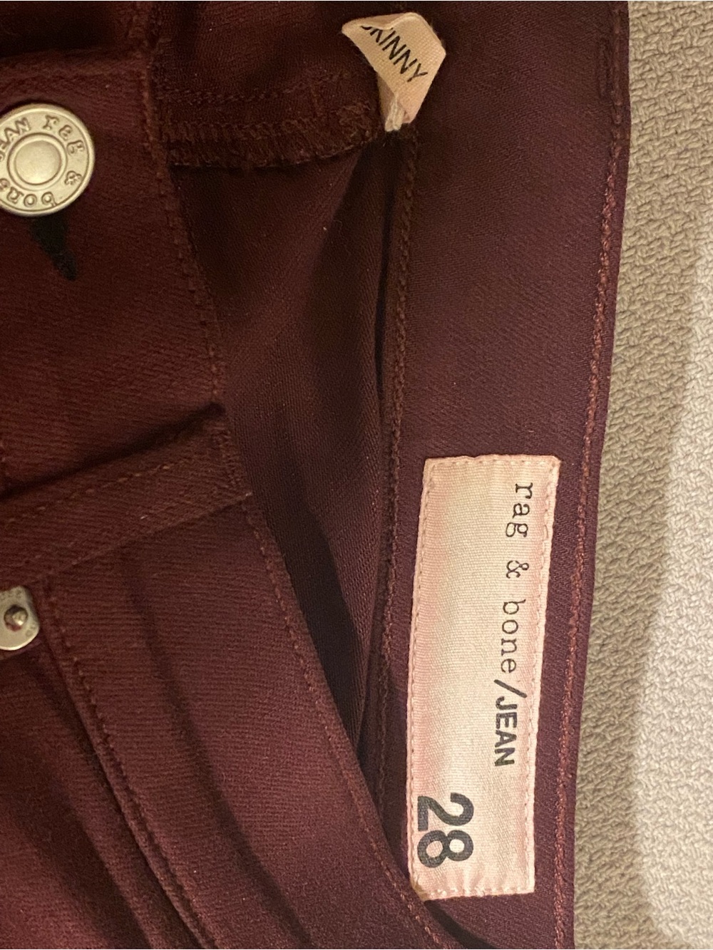 rag & bone Maroon Women’s Jeans - 28